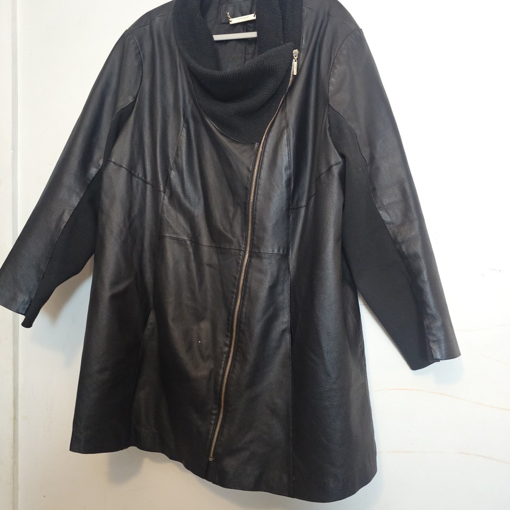 IMAN Moto Style Black Leather Jacket, Gold Accents, Pockets, XL-XXL Gothcore - Picture 2 of 12